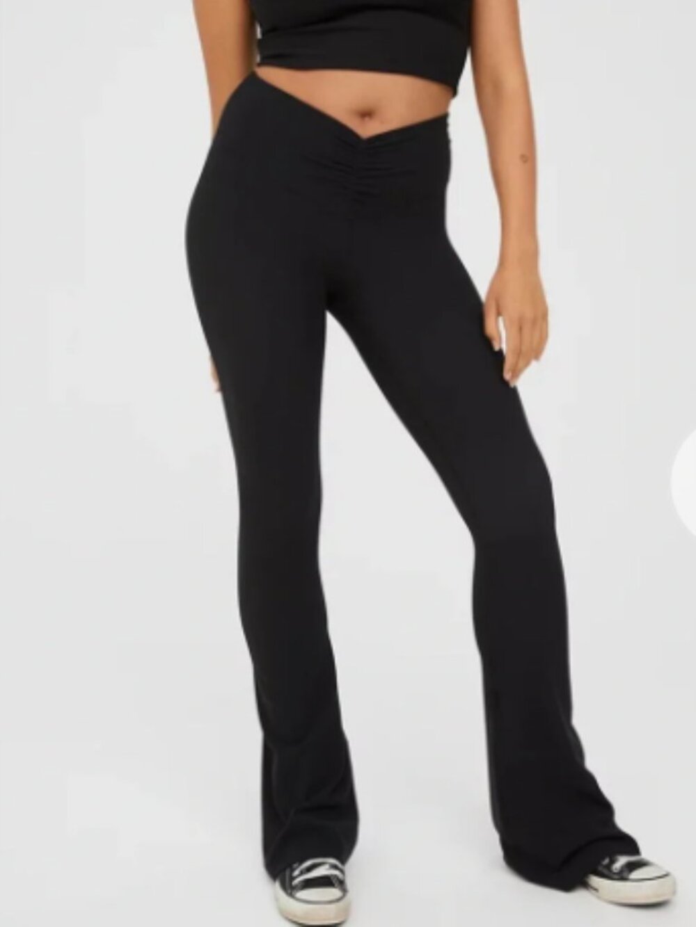 Aerie Offline Waffle Knit Crossover Flare Leggings, Black - Size M